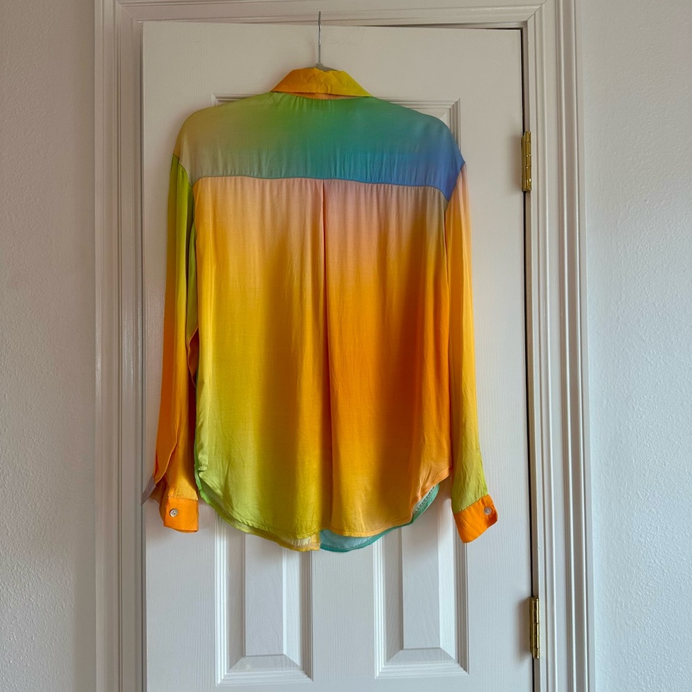 Frnch Multi Colored Button Down Blouse Size Small - image 3